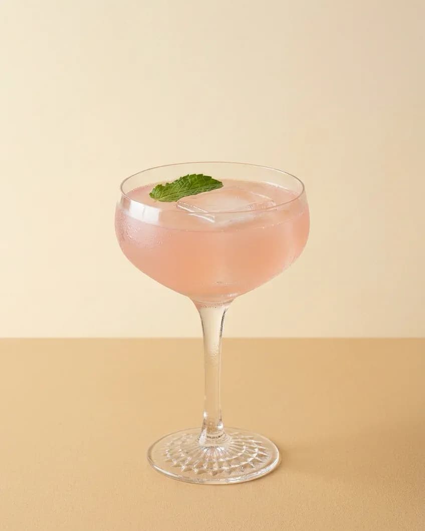 Suave y fresco. Tequila reposado, mezcal Herencia, citron vert, vanille, hibiscus et menthe.